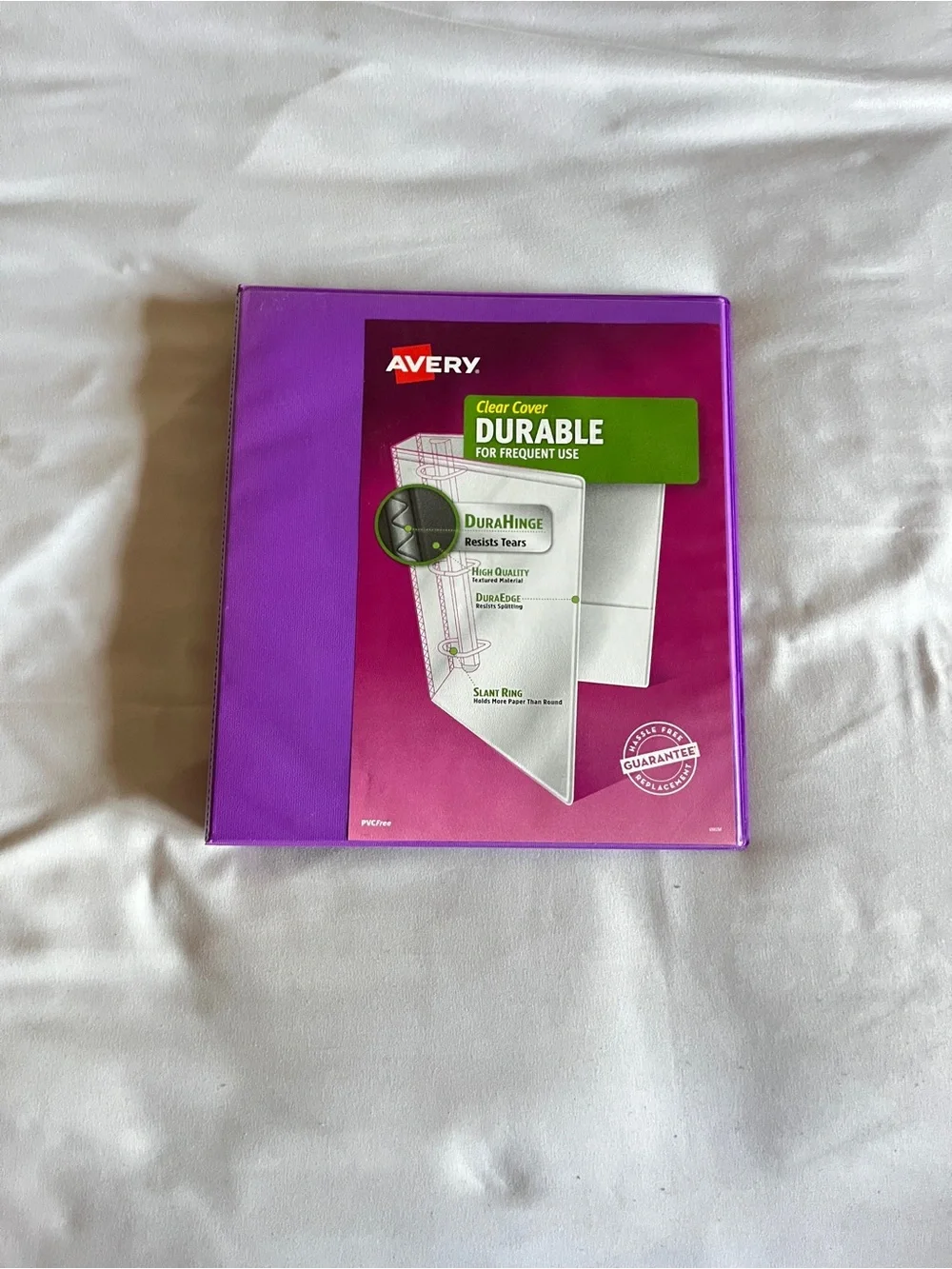 Avery Purple 1.5 Inch Slant Ring Durable View Binder Clear Cover PVC Free NEW